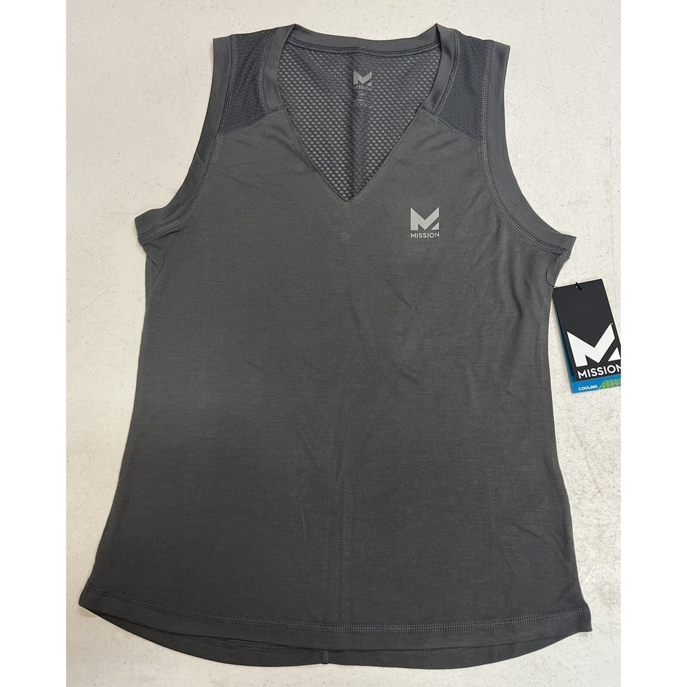 Mission Womens VaporActive Cooling Loose Fit Tank Top Charcoal Gray XS NWT